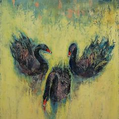 236x236 Black Swan Original Watercolor Painting 10x8inch - Black Swan Painting