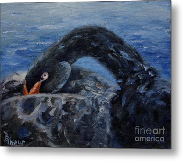 600x527 Black Swan Painting By Brenda Thour - Black Swan Painting