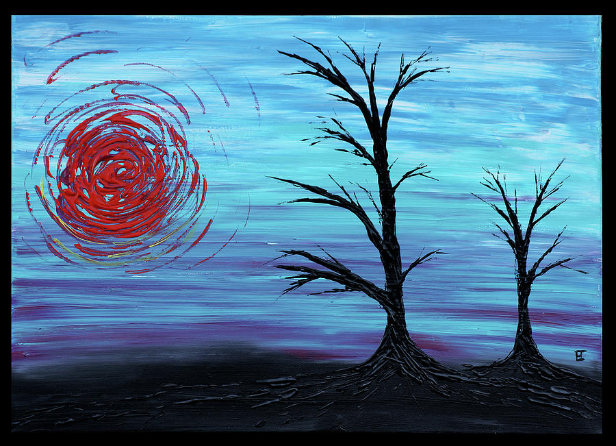 900x651 Black Trees Painting By Erik Tanghe - Black Tree Painting