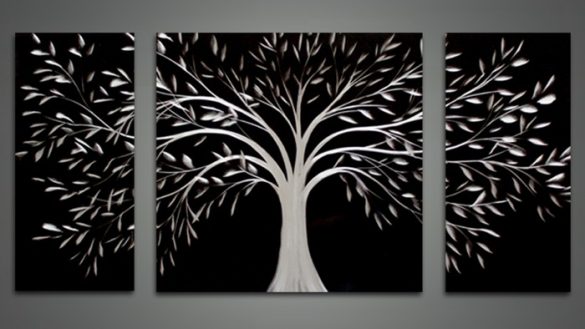 585x329 Black Wall Art Gorgeous White Uk Happydriver And 18 - Black Tree Painting