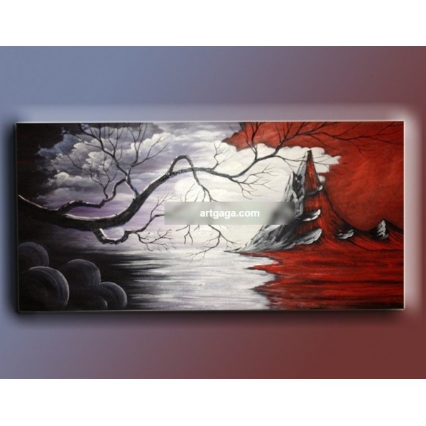 600x600 Gray Red Black Tree Landscape Arts Oil Paintings Modern Abstract - Black Tree Painting