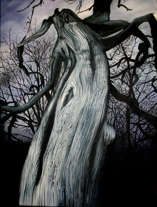 600x792 The Dark Tree Painting By X Horizon - Black Tree Painting