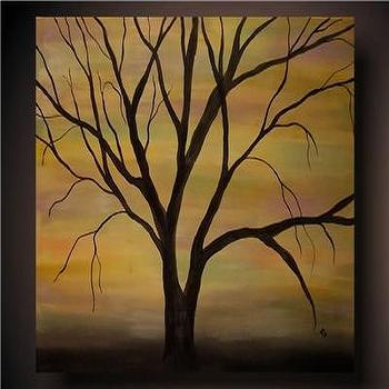 350x350 Black Tree Silhouette Wall Art - Black Tree Painting