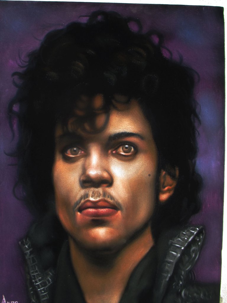 768x1024 Prince Portrait, Original Oil Painting On Black Velvet By Alfredo - Black Velvet Painting
