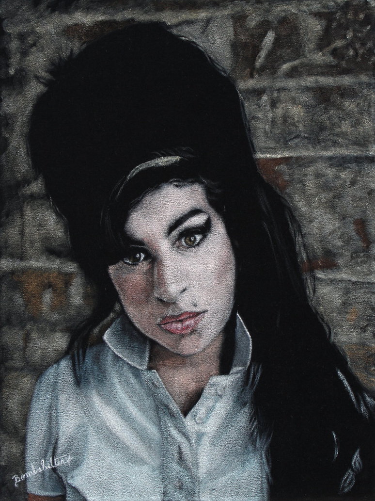 774x1033 Amy Winehouse Black Velvet Painting By Dianebombshelter - Black Velvet Painting