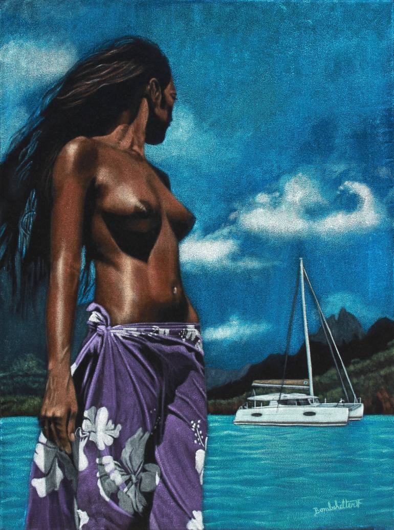 770x1035 Saatchi Art Tahitian Dream Reproduction Black Velvet Painting - Black Velvet Painting Artists