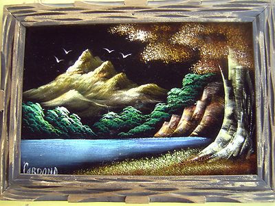400x300 Vintage Landscape Painting On Velvet Signed Made In Mexico - Black Velvet Painting Artists
