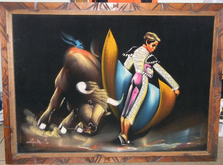 736x544 Vintage Black Velvet Unicorn Painting - Black Velvet Painting Vintage