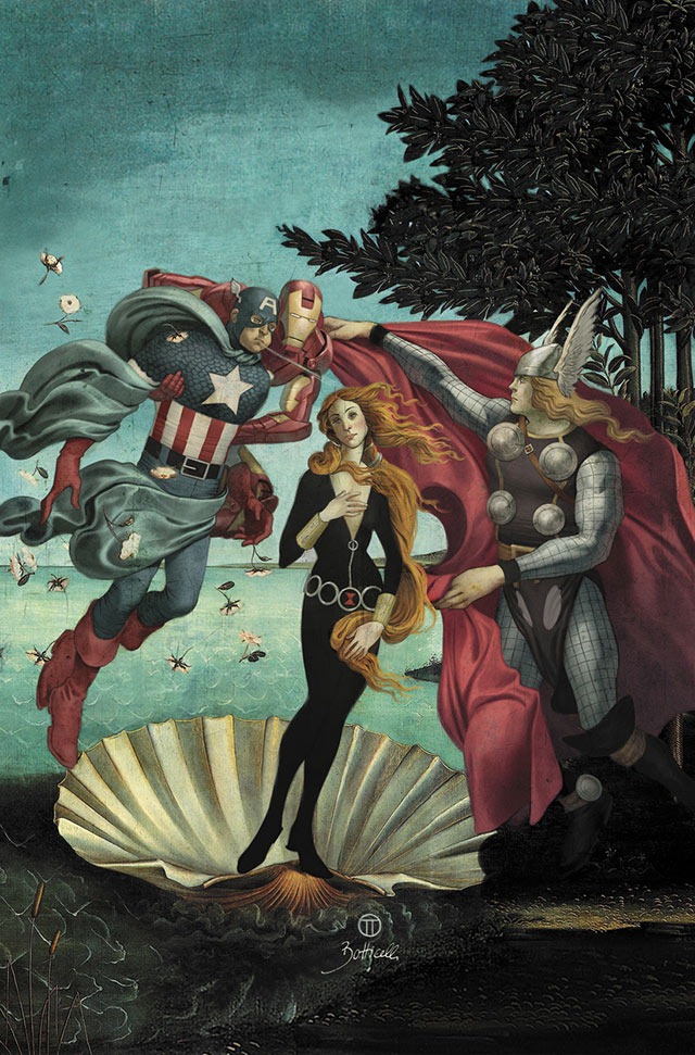 640x971 The Birth Of Black Widow, Featuring The Avengers - Black Venus Painting