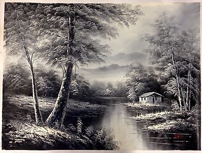 400x303 Xlarge Hand Painted Oil Painting On Canvas Blackwhite Forest - Black White Oil Painting