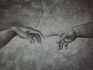 300x225 Black White Michelangelo Creation Of Adam Large Oil Painting - Black White Oil Painting