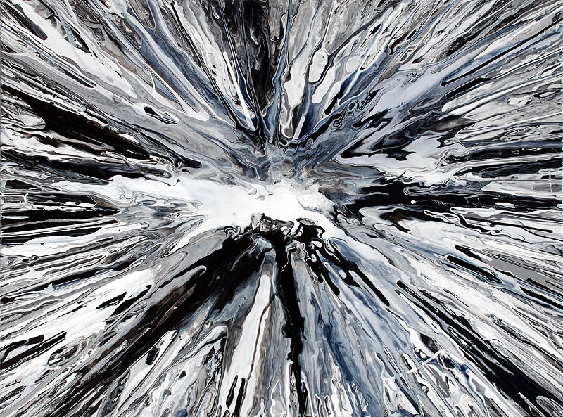 800x593 Black And White Spin Painting By Mark Chadwick - Black White Painting