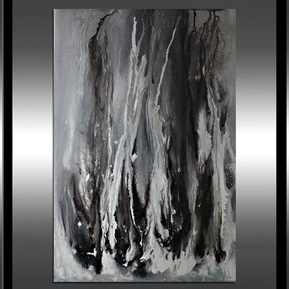 570x570 California Beach Painting Black White Ocean Wall Art Extra - Black White Painting