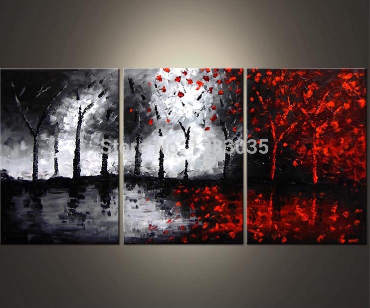 742x617 Hand Painted Oil Wall Art Abstract Black White And Red Paintings 3 - Black White Red Painting