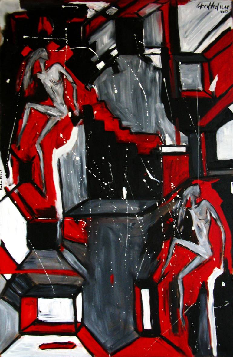 770x1179 Saatchi Art Black, White, Red Painting By Oksana Budnichenko - Black White Red Painting