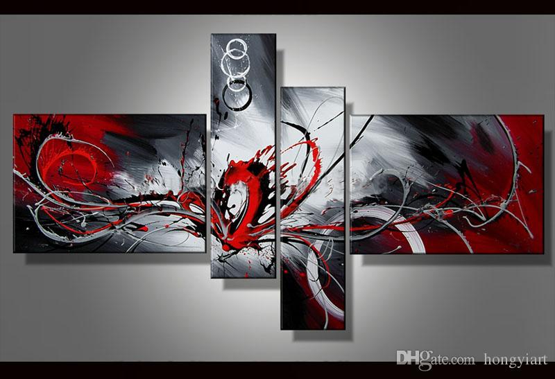 800x547 Best Contemporary Abstract Oil Painting Canvas Black White Red - Black White Red Painting