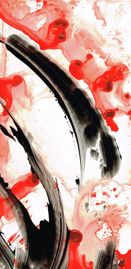 438x900 Black White Red Art - Black White Red Painting