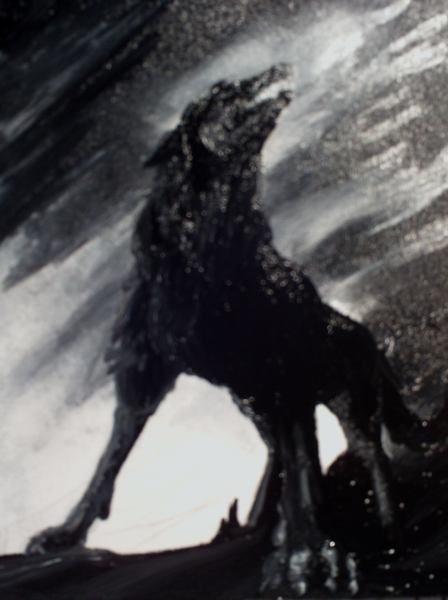 448x600 Black Wolf By Mouva - Black Wolf Painting