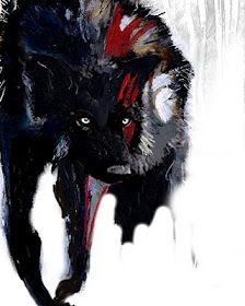 224x280 Black Wolf Painting In The Home Wolf Painting - Black Wolf Painting