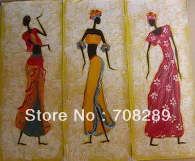 380x315 3 Panel African Amorous Feelings Woman Dance Abstract Oil - Black Woman Dancing Painting