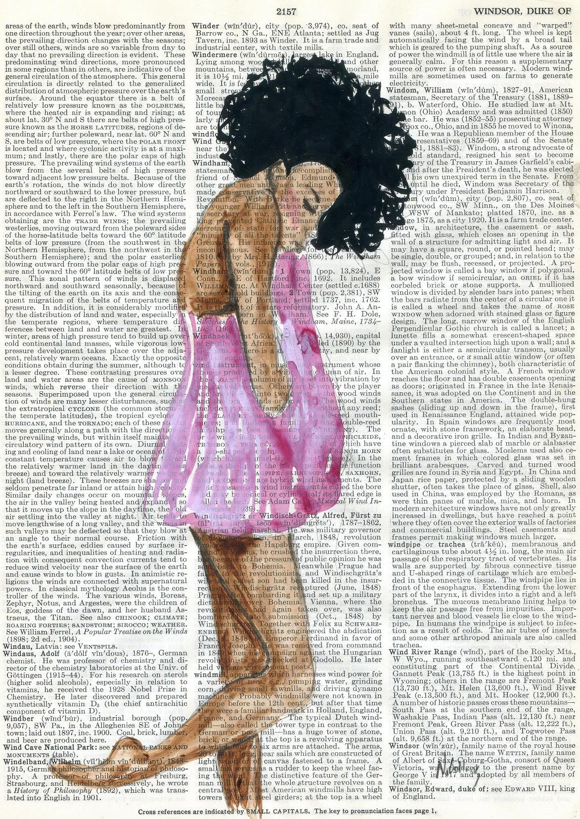 1173x1656 Speed Painting Black Woman Afro ,dancing On Vintage Dictionary - Black Woman Dancing Painting