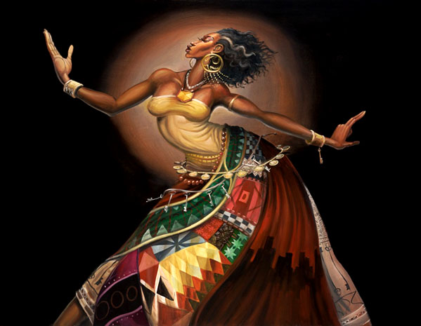 599x465 30 Stunning Black Woman Paintings And Illustrations By Frank Morrison - Black Woman Dancing Painting