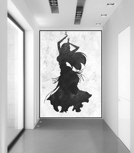 570x650 Abstract Women Dancing Art Painting Original Abstract - Black Woman Dancing Painting