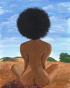 240x300 Mother Of Nature Painting By Qi Luna - Black Woman Painting