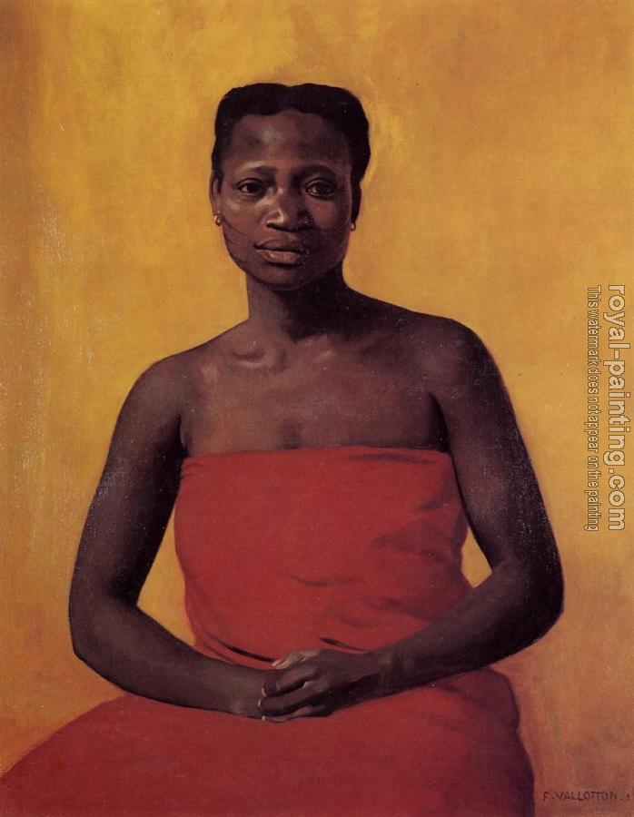 698x900 Seated Black Woman, Front View By Felix Vallotton Oil Painting - Black Woman Painting