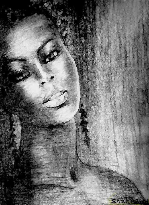 523x720 Black Woman Pencil Drawing By Shahrzad Ranji Black Woman - Black Woman Painting