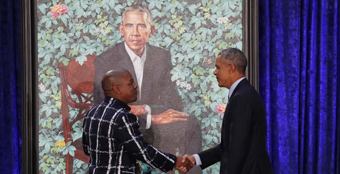 665x340 Obama's Portrait Painter Known For Flowery Paintings Of Black - Black Woman Portrait Painting