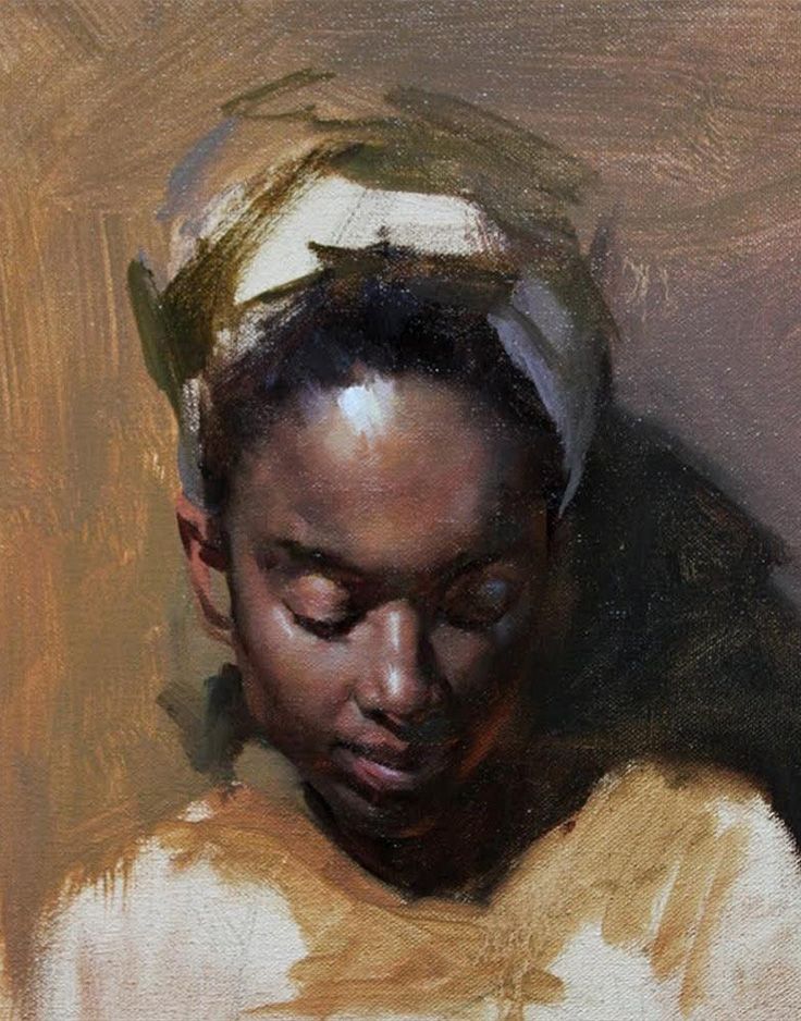 736x938 Portrait Painting In Progress - Black Woman Portrait Painting