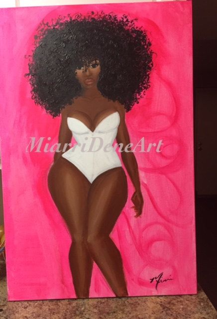 436x640 Curvy African American Woman Painting Woman Painting - Black Woman With Afro Painting