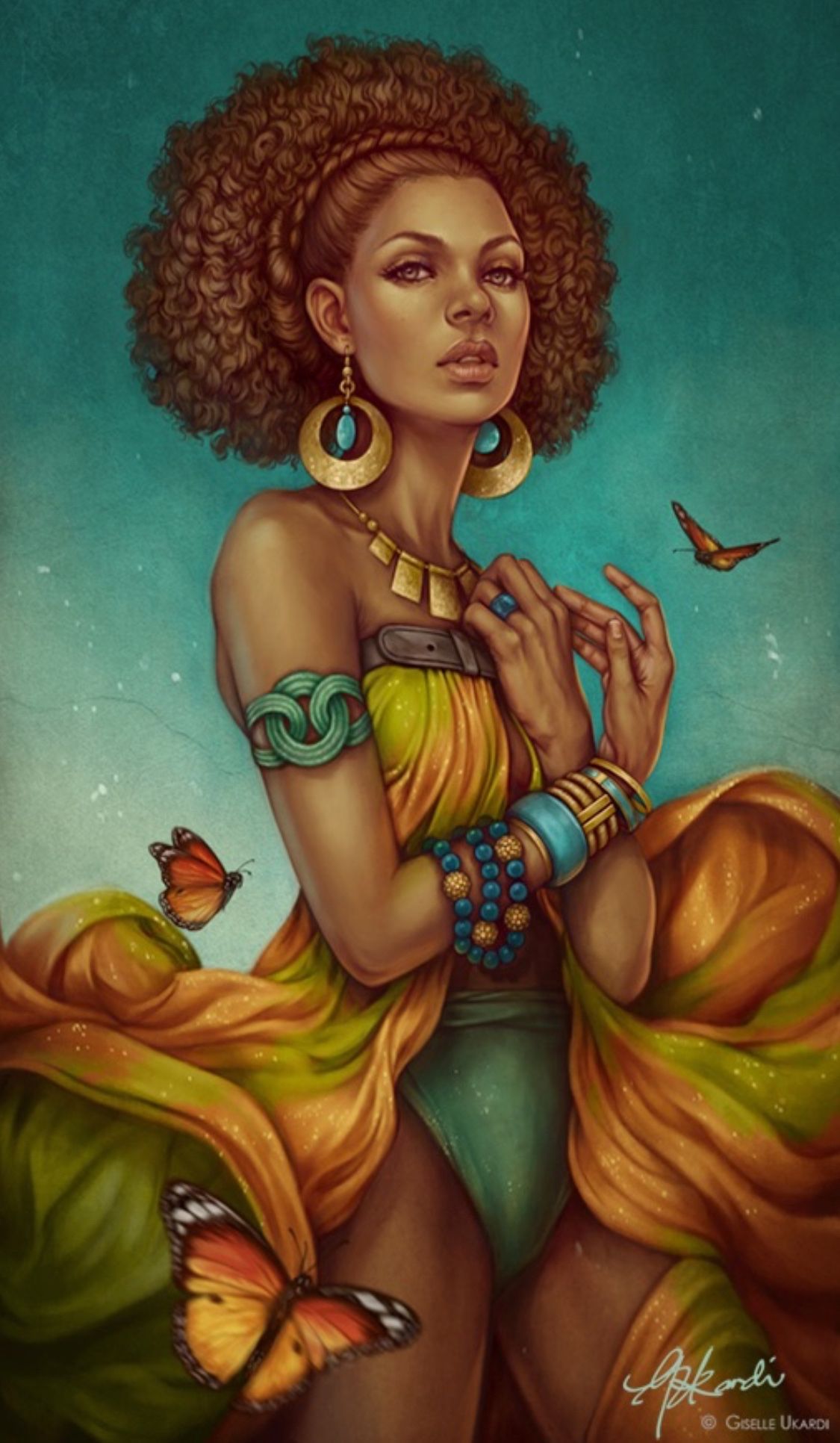 1125x1932 Pin By Telisa Hansford On Artwork Artsy, Natural - Black Woman With Afro Painting