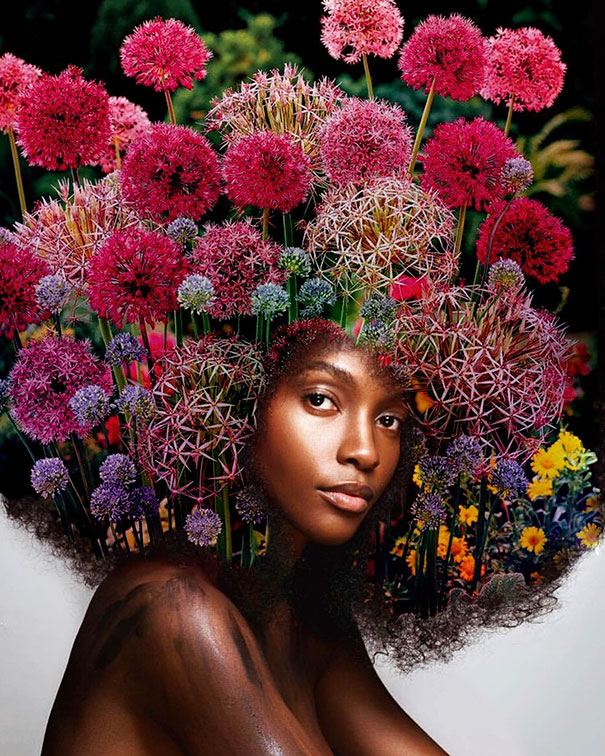 605x756 Afros Turned Into Flowery Galaxies To Make Black Women Proud - Black Woman With Afro Painting