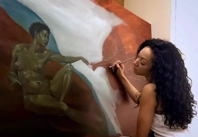 688x476 Holy Moly! This Painter Changes White Men For Black Women - Black Women Painting