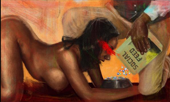 580x349 A Nigerian Artist Released These Controversial Paintings About - Black Women Painting