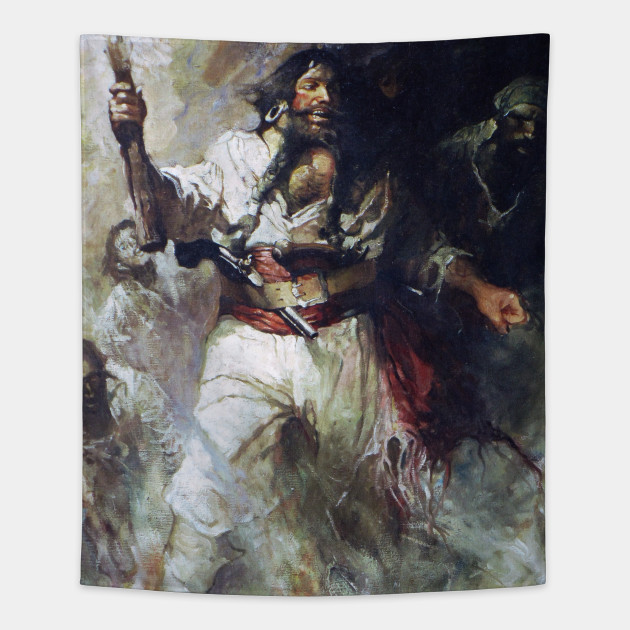 630x630 Blackbeard In Smoke And Flames - Blackbeard Painting