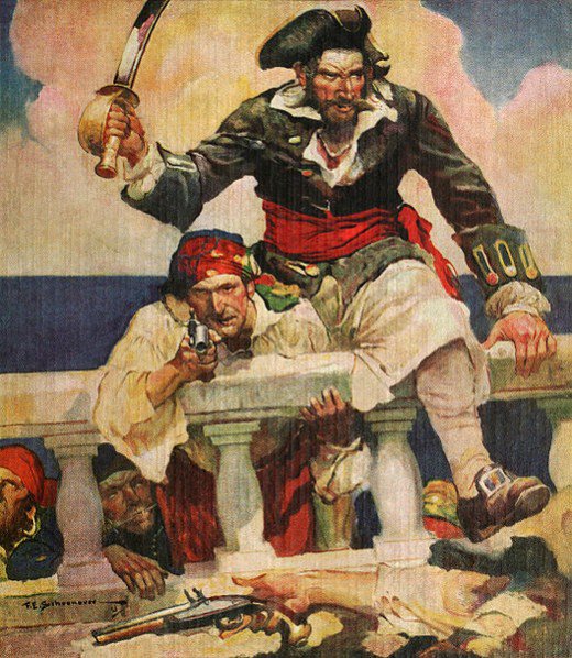 520x598 Myths And Facts About Blackbeard The Pirate Owlcation - Blackbeard Painting