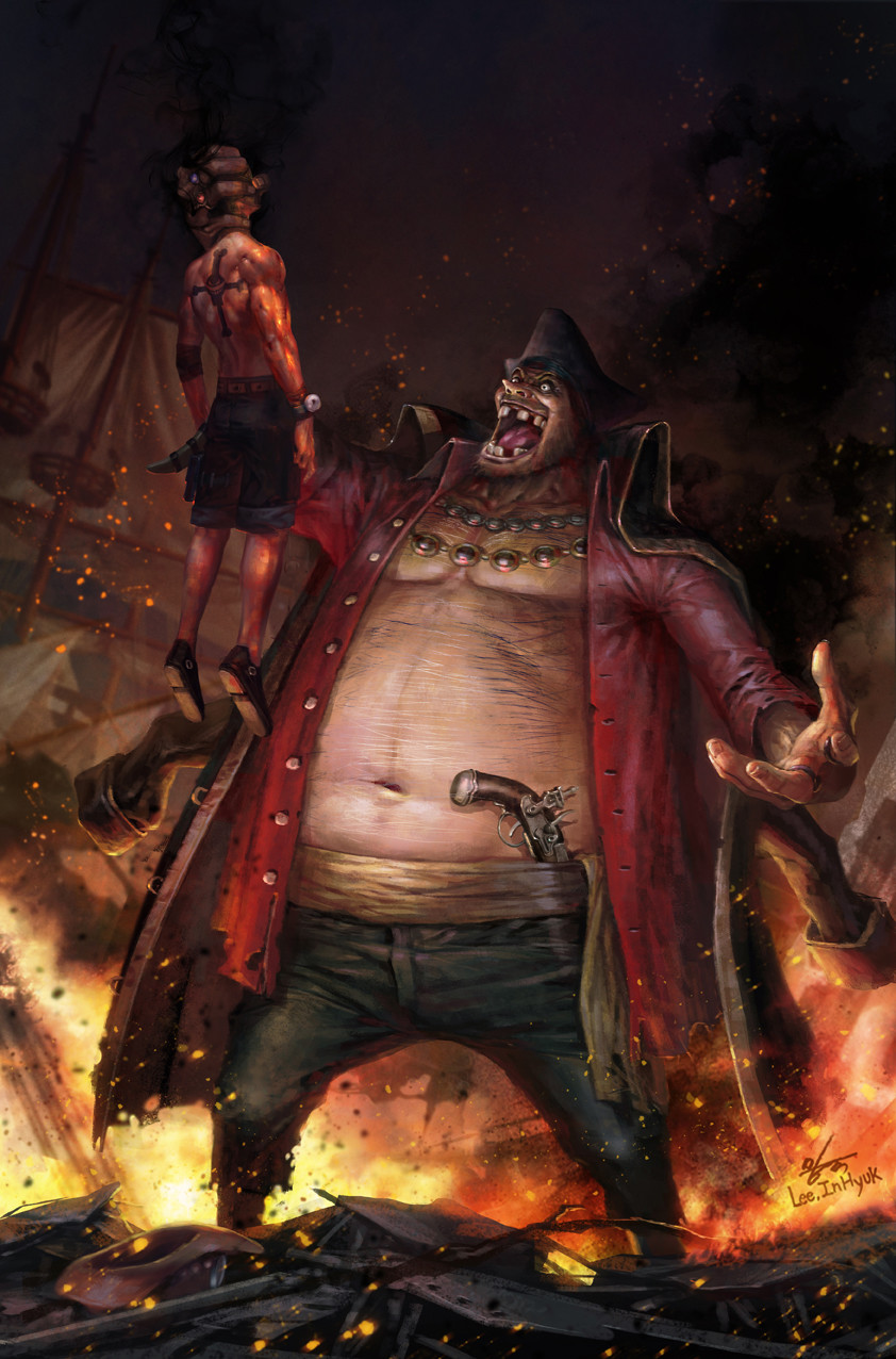 842x1276 Painting Of Ace Beating The Sht Out Of Blackbeard (If Only - Blackbeard Painting