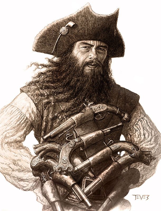 610x800 Blackbeard Del Toro Pirate Pirate Art And Drawings - Blackbeard Painting