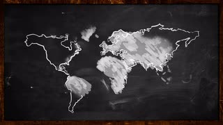 320x180 World Sketch White Painting On Blackboard Looping Animation Motion - Blackboard Painting