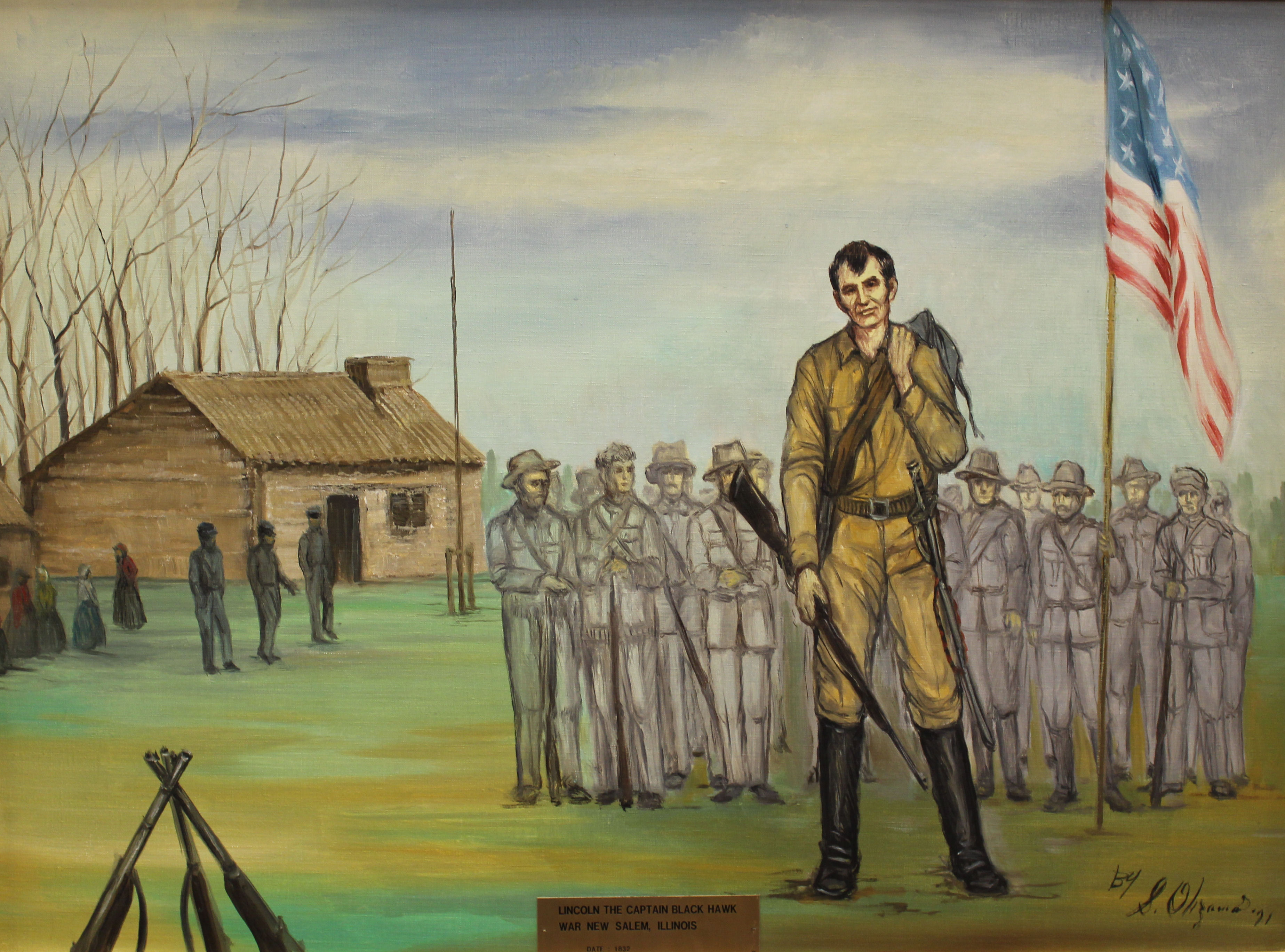 3694x2736 Getting Endwise' Lincoln's Military Story The Log Cabin Sage - Blackhawk Painting