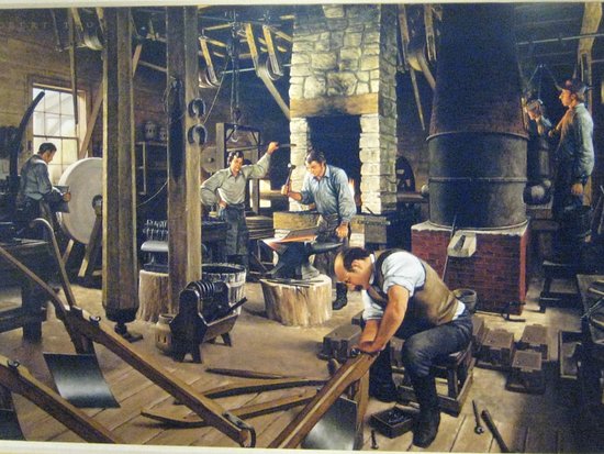 550x413 Painting Of John Deere's Blacksmith Shop - Blacksmith Painting