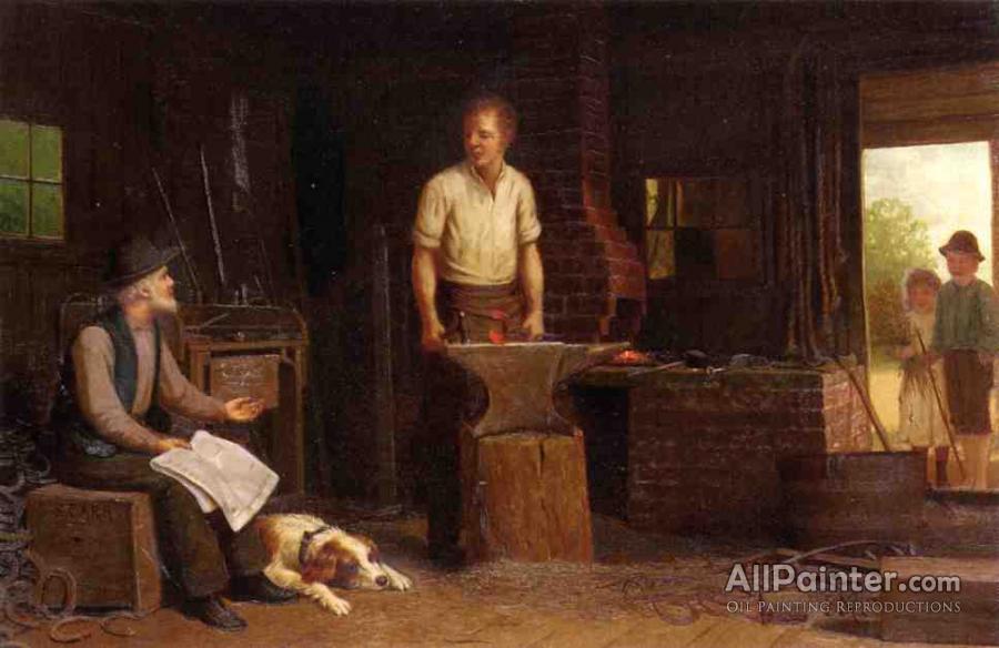 900x584 Samuel S. Carr The Blacksmith's Shop Oil Painting Reproductions - Blacksmith Painting