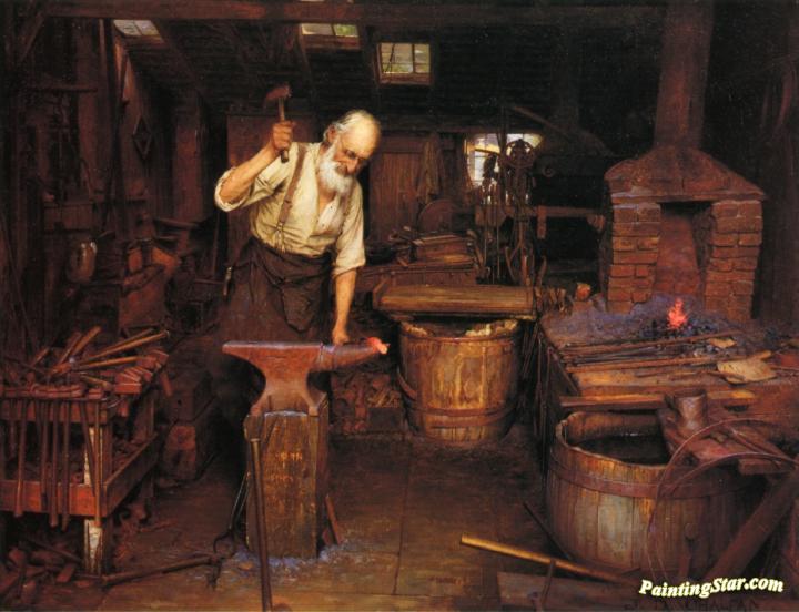 720x552 The Blacksmith Artwork By Jefferson David Chalfant Oil Painting - Blacksmith Painting