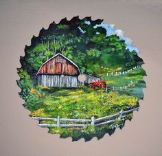 236x227 Hand Painted Saw Blade Mail Box Cabin Decor Country Americana Folk - Blade Painting