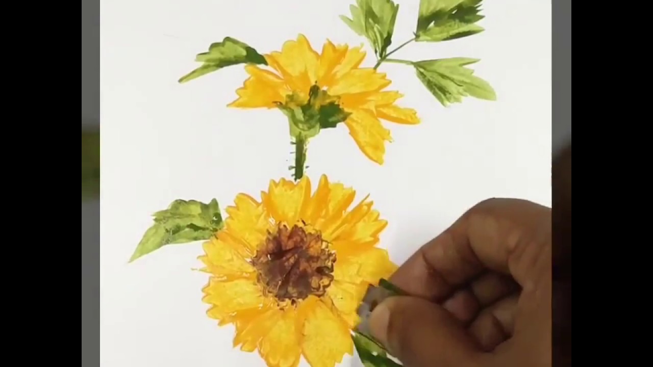 1280x720 How To Paint Sunflower Easy Diy Using Blade Acrylics One - Blade Painting