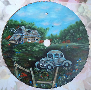 300x296 Custom Order, Summertime, Vintage Saw Blade, Hand Painted, Old Car - Blade Painting