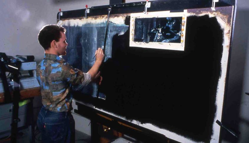 845x486 Original Matte Painting From The Climactic Blade Runner Rooftop - Blade Runner Painting